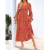 imageZESICA Womens Floral Boho Maxi Dress 2025 Fall Casual Long Sleeve V Neck ALine Flowy Wedding Guest DressesRust