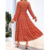 imageZESICA Womens Floral Boho Maxi Dress 2025 Fall Casual Long Sleeve V Neck ALine Flowy Wedding Guest DressesRust
