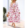 imageZESICA Womens Floral Boho Maxi Dress 2025 Fall Casual Long Sleeve V Neck ALine Flowy Wedding Guest DressesWhite