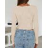 imageZESICA Womens Long Sleeve Crop Tops Square Neck Slim Fitted Shirts Casual Basic Tees 2025 Fall Trendy ClothesBeige