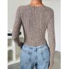 imageZESICA Womens Long Sleeve Crop Tops Square Neck Slim Fitted Shirts Casual Basic Tees 2025 Fall Trendy ClothesKhaki