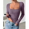 imageZESICA Womens Long Sleeve Crop Tops Square Neck Slim Fitted Shirts Casual Basic Tees 2025 Fall Trendy ClothesPurple