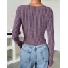 imageZESICA Womens Long Sleeve Crop Tops Square Neck Slim Fitted Shirts Casual Basic Tees 2025 Fall Trendy ClothesPurple