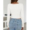 imageZESICA Womens Long Sleeve Crop Tops Square Neck Slim Fitted Shirts Casual Basic Tees 2025 Fall Trendy ClothesWhite