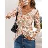 imageZESICA Womens Long Sleeve Floral Shirts V Neck Going Out Ruffle Tops Blouses 2025 Fall Fashion Clothes OutfitsApricot