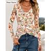 imageZESICA Womens Long Sleeve Floral Shirts V Neck Going Out Ruffle Tops Blouses 2025 Fall Fashion Clothes OutfitsApricot
