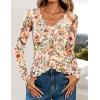 imageZESICA Womens Long Sleeve Floral Shirts V Neck Going Out Ruffle Tops Blouses 2025 Fall Fashion Clothes OutfitsApricot