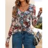 imageZESICA Womens Long Sleeve Floral Shirts V Neck Going Out Ruffle Tops Blouses 2025 Fall Fashion Clothes OutfitsBlack