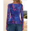 imageZESICA Womens Long Sleeve Floral Shirts V Neck Going Out Ruffle Tops Blouses 2025 Fall Fashion Clothes OutfitsBlue
