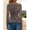 imageZESICA Womens Long Sleeve Floral Shirts V Neck Going Out Ruffle Tops Blouses 2025 Fall Fashion Clothes OutfitsBrownleopard