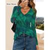 imageZESICA Womens Long Sleeve Floral Shirts V Neck Going Out Ruffle Tops Blouses 2025 Fall Fashion Clothes OutfitsGreen
