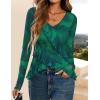 imageZESICA Womens Long Sleeve Floral Shirts V Neck Going Out Ruffle Tops Blouses 2025 Fall Fashion Clothes OutfitsGreen