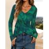 imageZESICA Womens Long Sleeve Floral Shirts V Neck Going Out Ruffle Tops Blouses 2025 Fall Fashion Clothes OutfitsGreen