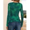 imageZESICA Womens Long Sleeve Floral Shirts V Neck Going Out Ruffle Tops Blouses 2025 Fall Fashion Clothes OutfitsGreen