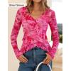 imageZESICA Womens Long Sleeve Floral Shirts V Neck Going Out Ruffle Tops Blouses 2025 Fall Fashion Clothes OutfitsPink