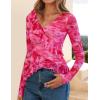imageZESICA Womens Long Sleeve Floral Shirts V Neck Going Out Ruffle Tops Blouses 2025 Fall Fashion Clothes OutfitsPink