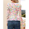 imageZESICA Womens Long Sleeve Floral Shirts V Neck Going Out Ruffle Tops Blouses 2025 Fall Fashion Clothes OutfitsPinkgreen