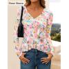 imageZESICA Womens Long Sleeve Floral Shirts V Neck Going Out Ruffle Tops Blouses 2025 Fall Fashion Clothes OutfitsPinkgreen