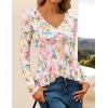 imageZESICA Womens Long Sleeve Floral Shirts V Neck Going Out Ruffle Tops Blouses 2025 Fall Fashion Clothes OutfitsPinkgreen