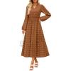 imageZESICA Womens Boho Maxi Dresses 2025 Fall V Neck Long Sleeve Swiss Dot Tiered Flowy Swing DressBlack