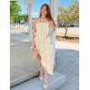 imageZESICA Womens 2025 Summer Strapless Mini Dress Off Shoulder Smocked Tiered Irregular Irregular Ruffle Beach Tube SundressApricot