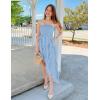imageZESICA Womens 2025 Summer Strapless Mini Dress Off Shoulder Smocked Tiered Irregular Irregular Ruffle Beach Tube SundressBlue