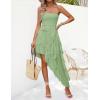 imageZESICA Womens 2025 Summer Strapless Mini Dress Off Shoulder Smocked Tiered Irregular Irregular Ruffle Beach Tube SundressGreen