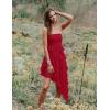 imageZESICA Womens 2025 Summer Strapless Mini Dress Off Shoulder Smocked Tiered Irregular Irregular Ruffle Beach Tube SundressRed