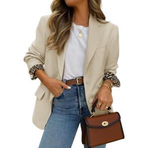 imageZESICA Womens Fall Business Casual Blazers 2025 Long Sleeve Lapel Open Front Button Work Blazer Jackets with PocketsApricot
