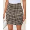 imageZESICA Plaid Mini Skirt for Women 2025 Fall Winter High Waist A Line Bodycon Pencil Skirts TrendyMocha