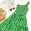 imageZESICA Womens 2025 Bohemian Summer Floral Print One Shoulder Sleeveless Smocked Ruffle Tiered Beach Long Midi DressGrassgreen