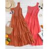 imageZESICA Womens 2025 Bohemian Summer Floral Print One Shoulder Sleeveless Smocked Ruffle Tiered Beach Long Midi DressSolidrust