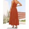 imageZESICA Womens 2025 Bohemian Summer Floral Print One Shoulder Sleeveless Smocked Ruffle Tiered Beach Long Midi DressSolidrust
