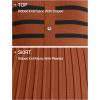 imageZESICA Womens 2025 Casual Striped Midi Dress Crewneck Short Sleeve Button Ribbed Knit Swing Pleated A Line DressesCaramel