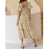 imageZESICA Womens 2025 Summer Boho Floral Print Square Neck Ruffle Swing Beach Long Maxi DressBeige
