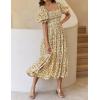 imageZESICA Womens 2025 Summer Boho Floral Print Square Neck Ruffle Swing Beach Long Maxi DressBeige