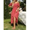 imageZESICA Womens 2025 Summer Boho Floral Print Square Neck Ruffle Swing Beach Long Maxi DressCherry