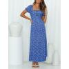 imageZESICA Womens 2025 Summer Boho Floral Print Square Neck Ruffle Swing Beach Long Maxi DressCobalt