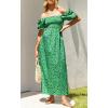 imageZESICA Womens 2025 Summer Boho Floral Print Square Neck Ruffle Swing Beach Long Maxi DressGrassgreen