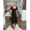 imageZESICA Womens 2025 Summer Boho Midi Dress Short Puff Sleeve Flowy A Line Tiered Beach Vacation Long DressesBlack