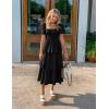 imageZESICA Womens 2025 Summer Boho Midi Dress Short Puff Sleeve Flowy A Line Tiered Beach Vacation Long DressesBlack