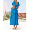 imageZESICA Womens 2025 Summer Boho Midi Dress Short Puff Sleeve Flowy A Line Tiered Beach Vacation Long DressesBlue