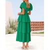imageZESICA Womens 2025 Summer Boho Midi Dress Short Puff Sleeve Flowy A Line Tiered Beach Vacation Long DressesGreen