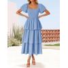 imageZESICA Womens 2025 Summer Boho Midi Dress Short Puff Sleeve Flowy A Line Tiered Beach Vacation Long DressesLight Blue
