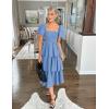 imageZESICA Womens 2025 Summer Boho Midi Dress Short Puff Sleeve Flowy A Line Tiered Beach Vacation Long DressesLight Blue