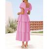 imageZESICA Womens 2025 Summer Boho Midi Dress Short Puff Sleeve Flowy A Line Tiered Beach Vacation Long DressesPink