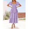 imageZESICA Womens 2025 Summer Boho Midi Dress Short Puff Sleeve Flowy A Line Tiered Beach Vacation Long DressesPurple