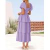imageZESICA Womens 2025 Summer Boho Midi Dress Short Puff Sleeve Flowy A Line Tiered Beach Vacation Long DressesPurple