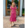 imageZESICA Womens 2025 Summer Boho Midi Dress Short Puff Sleeve Flowy A Line Tiered Beach Vacation Long DressesRose