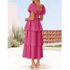 imageZESICA Womens 2025 Summer Boho Midi Dress Short Puff Sleeve Flowy A Line Tiered Beach Vacation Long DressesRose